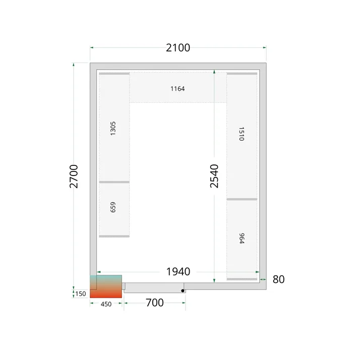 Aukstumkameras paneļi 2100 / 2700 / 2200 mm, 80mm