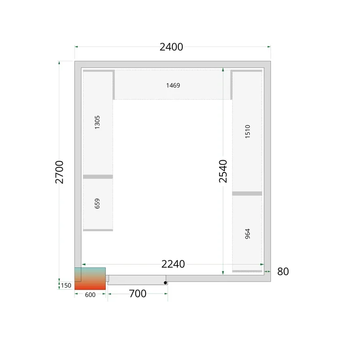 Aukstumkameras paneļi 2400 / 2700 / 2200 mm, 80mm