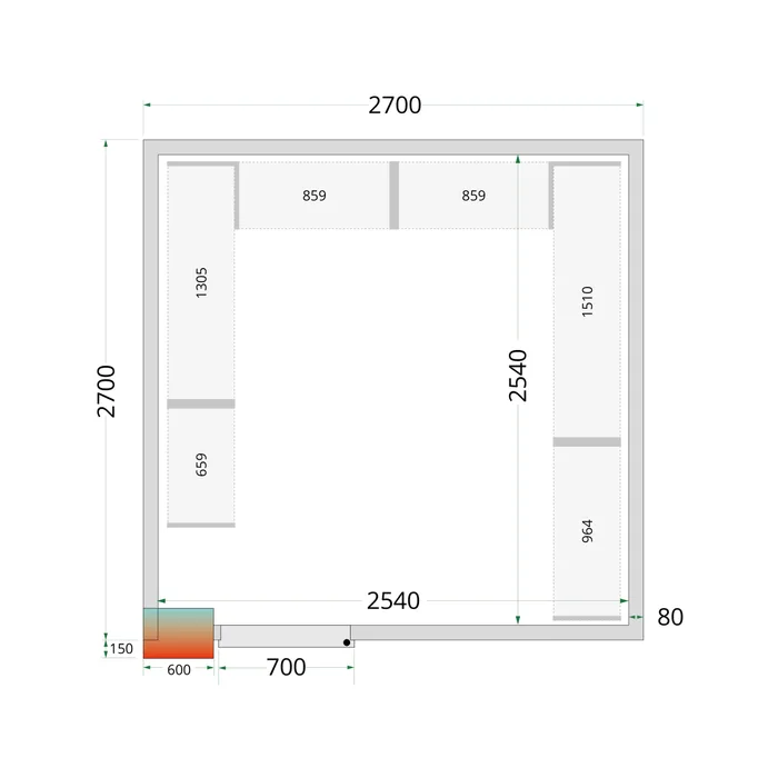 Aukstumkameras paneļi 2700 / 2700 / 2200 mm, 80mm