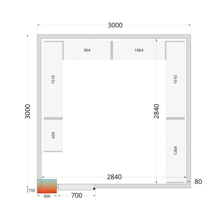 Aukstumkameras paneļi NF 3000 / 3000 / 2120 mm, 80 mm
